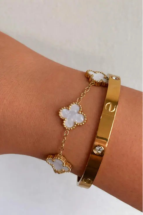 White Clove & Gold studded bangle bracelet Combo