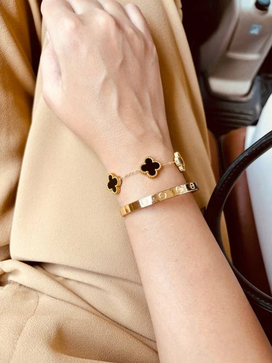 Black Clove & Gold studded Bangle Bracelet Combo